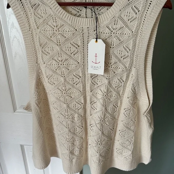 SEASALT Cornwall (UK) Doe Path Knitted Vest / Tank in Chalk - NWT - US 20/UK 24 - Picture 5 of 5
